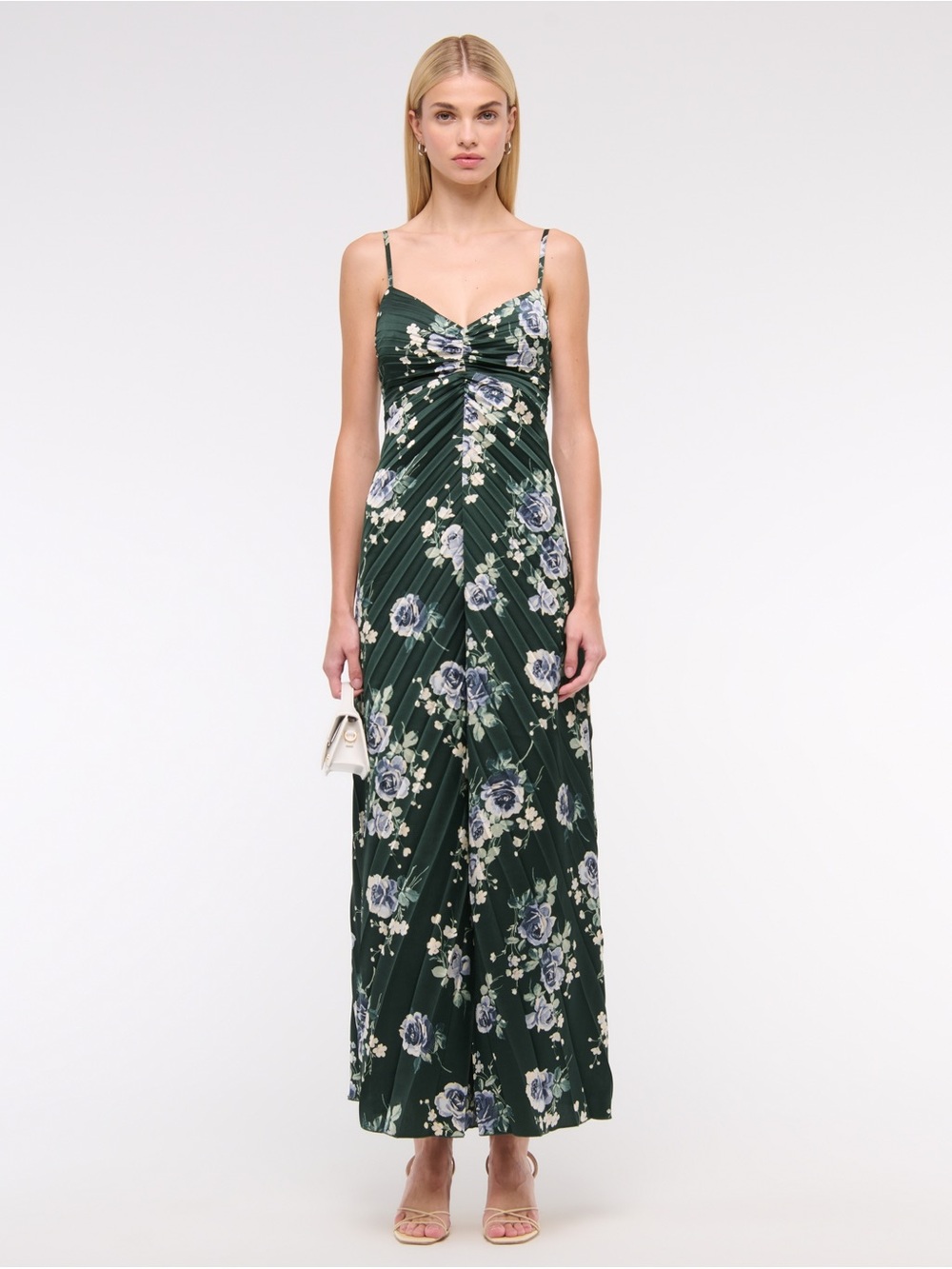 Abercrombie & Fitch Dark Green Floral Twist-Front Maxi Dress